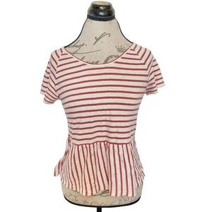 Madewell Blouse Womens Swing Panel Tee Stripe Peplum Cropped Boxy Size XS Short